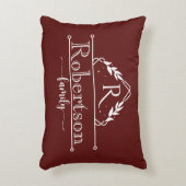 Split Monogram Family Name Deep Burgundy Frame アクセントクッション (正面(垂直))