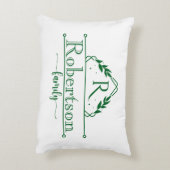 Split Monogram Family Name Forest Green Frame アクセントクッション (裏面(縦))