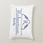 Split Monogram Family Name Midnight Blue Frame アクセントクッション (裏面(縦))