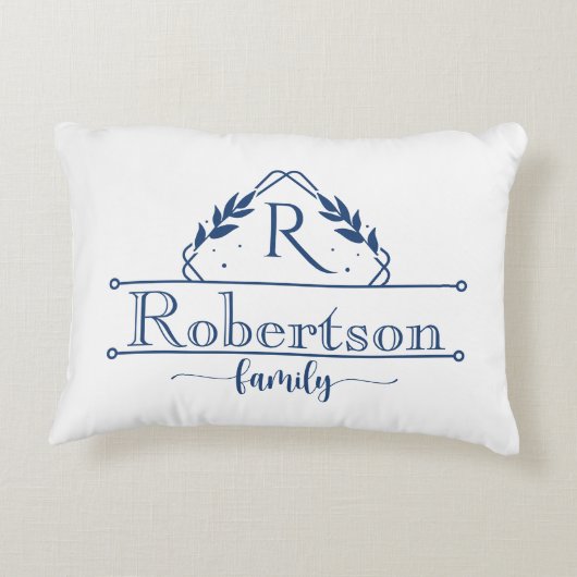 Split Monogram Family Name Midnight Blue Frame アクセントクッション (裏面)