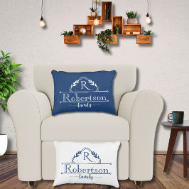 Split Monogram Family Name Midnight Blue Frame アクセントクッション