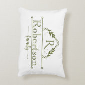 Split Monogram Family Name Olive Green Frame アクセントクッション (裏面(縦))