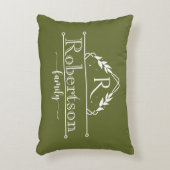Split Monogram Family Name Olive Green Frame アクセントクッション (正面(垂直))