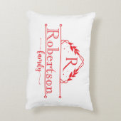 Split Monogram Family Name Red & White Frame アクセントクッション (裏面(縦))