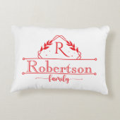 Split Monogram Family Name Red & White Frame アクセントクッション (裏面)