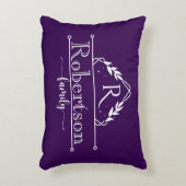 Split Monogram Family Name Royal Purple Frame アクセントクッション (正面(垂直))