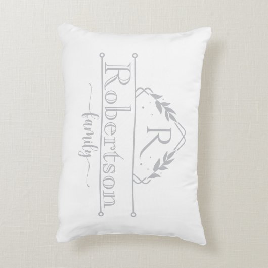 Split Monogram Family Name Silver Grey Frame アクセントクッション (裏面(縦))