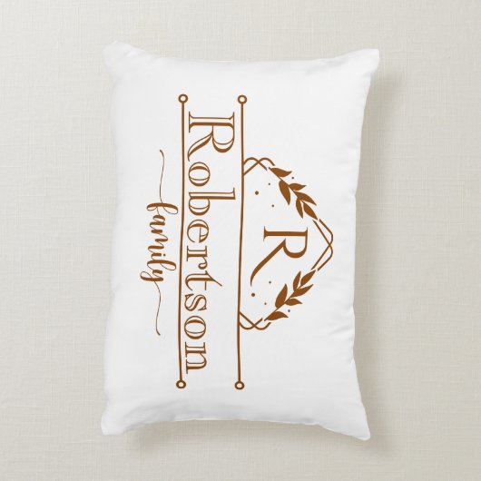 Split Monogram Family Name Terracotta Frame アクセントクッション (裏面(縦))