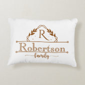 Split Monogram Family Name Terracotta Frame アクセントクッション (裏面)