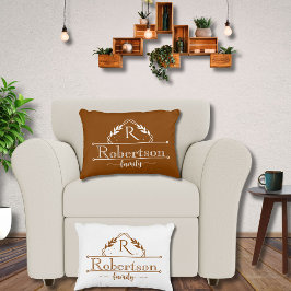 Split Monogram Family Name Terracotta Frame アクセントクッション