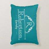 Split Monogram Family Name Tropical Teal Frame アクセントクッション (正面(垂直))