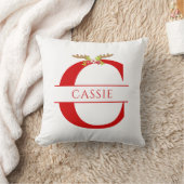 Split Monogram Letter C Xmas Deer Antlers クッション (ブランケット)