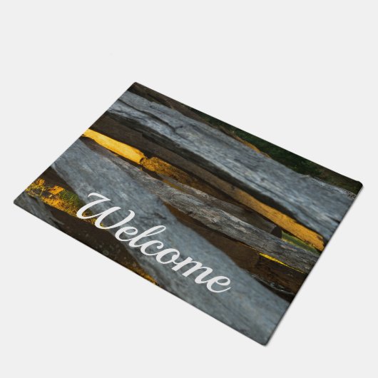 Split Rail Texture Welcome Doormat ドアマット (アングル)