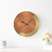 Split-Screen Metallic Gold and Copper Personalized ラージ壁時計 (ホーム)