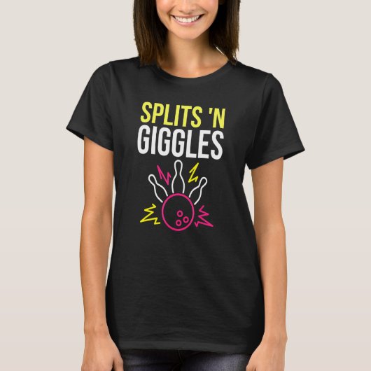 Splits'n Giggles Bowling Team Shirt Strike in Styl Tシャツ (正面)