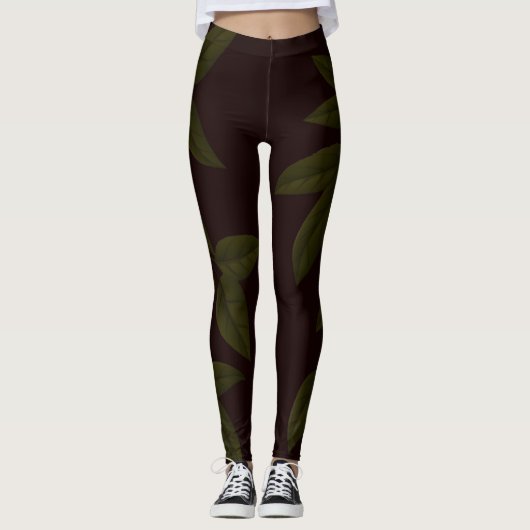 SPNP_Green_Leaves_Leggings レギンス (正面)