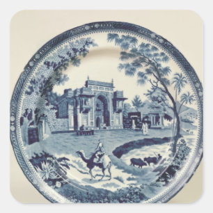 Spode blue and whiteプレート, c.1815 スクエアシール