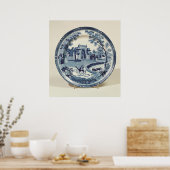 Spode blue and whiteプレート, c.1815 ポスター (キッチン)
