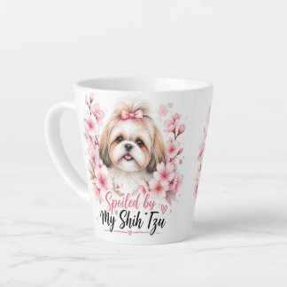 Spoiled By My Shih Tzu Cute Floral Dog Mom Mug カフェラテマグ