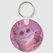 Spoiled Princess Cat Texting in Bed                キーホルダー (正面)