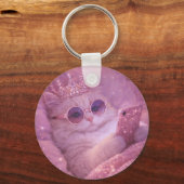 Spoiled Princess Cat Texting in Bed                キーホルダー (裏面)