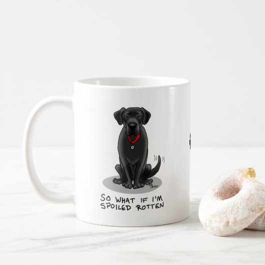 Spoiled Rotten Black Lab Labrador Retriever Dog コーヒーマグカップ (ドーナツ)