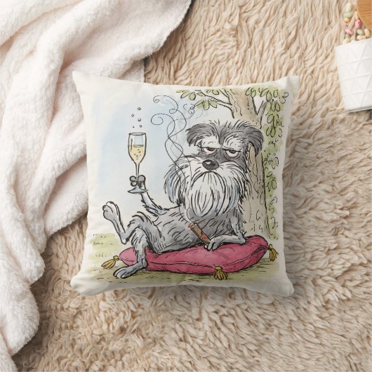 Spoiled Special Grey Schnauzer Throw Pillow クッション (ブランケット)