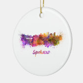 Spokane skyline in watercolor セラミックオーナメント (左)
