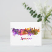 Spokane skyline in watercolor ポストカード (スタンド正面)
