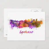 Spokane skyline in watercolor ポストカード (正面/裏面)