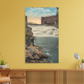 Spokane, WA – 下滝のカップル魚釣り キャンバスプリント (インサイチュ (リビング))