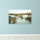 Spokane, WA – 中川滝の眺め キャンバスプリント (インサイチュ (ウッドフロア))