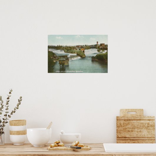 Spokane, WA – 中川滝の眺め ポスター (キッチン)