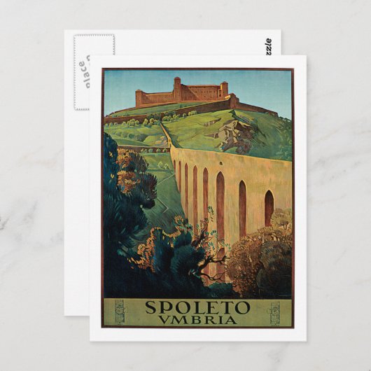 Spoleto Umbriaイタリアのヴィンテージ旅行ポスターアート ポストカード (正面/裏面)