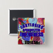 Spondylitisの膠着の認識度スクエアLoveButton 缶バッジ (正面&裏面)