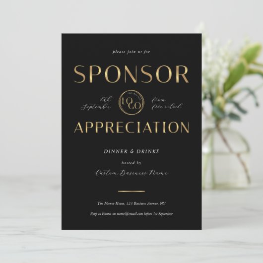 Sponsor Appreciation Black & Gold Logo Corporate 招待状 (スタンド正面)