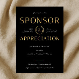 Sponsor Appreciation Black & Gold Logo Corporate 招待状
