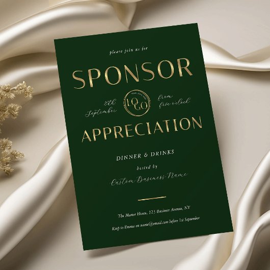 Sponsor Appreciation Green & Gold Logo Corporate 招待状