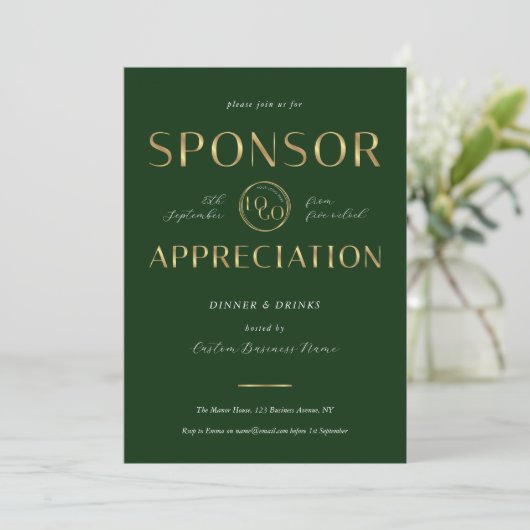 Sponsor Appreciation Green & Gold Logo Corporate 招待状 (スタンド正面)