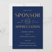 Sponsor Appreciation Navy & Gold Logo Corporate 招待状 (正面)