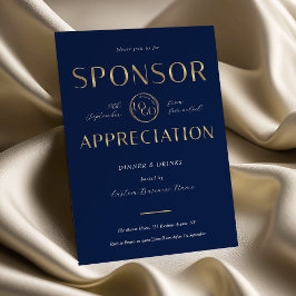 Sponsor Appreciation Navy & Gold Logo Corporate 招待状