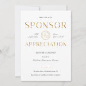 Sponsor Appreciation White & Gold Logo Corporate 招待状 (正面)