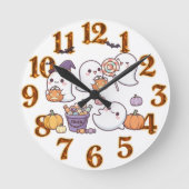 "Spook-tacularly Cute Chibi Ghosts!" ラウンド壁時計 (正面)