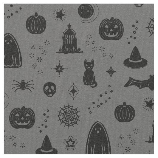 Spookie Things Pattern -石板+石炭生地 ファブリック (クローズアップ)