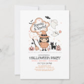 Spooks & Spells Halloween Party オレンジ ID1325 招待状 (正面)