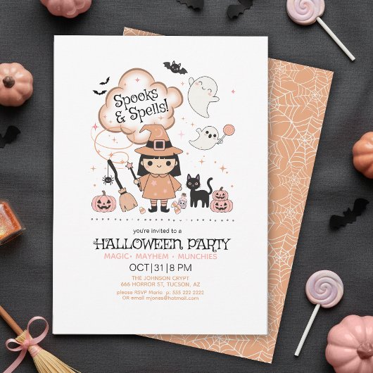 Spooks & Spells Halloween Party オレンジ ID1325 招待状