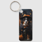 Spooktacularなバーニーズドッグ：ハロウィンの遠吠え キーホルダー (正面)