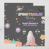  spooktacular かわいい ハロウィン 誕生日パーティー 招待状 (正面/裏面)
