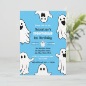 spooktacular 1歳の誕生日 かわいいおばけ ハロウィン 招待状 (スタンド正面)