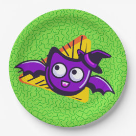 Spooktacular Bats Halloween Plates - Green ペーパープレート